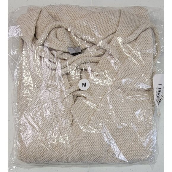 V-Neck Sweater Whit Birch Soft Knit Ivory Lace-Up Long Sleeve Womens Medium New - Picture 7 of 8